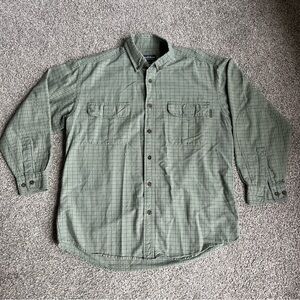 Woolrich Men’s Flannel Button Up Green & Black Plaid Shirt, Size Large